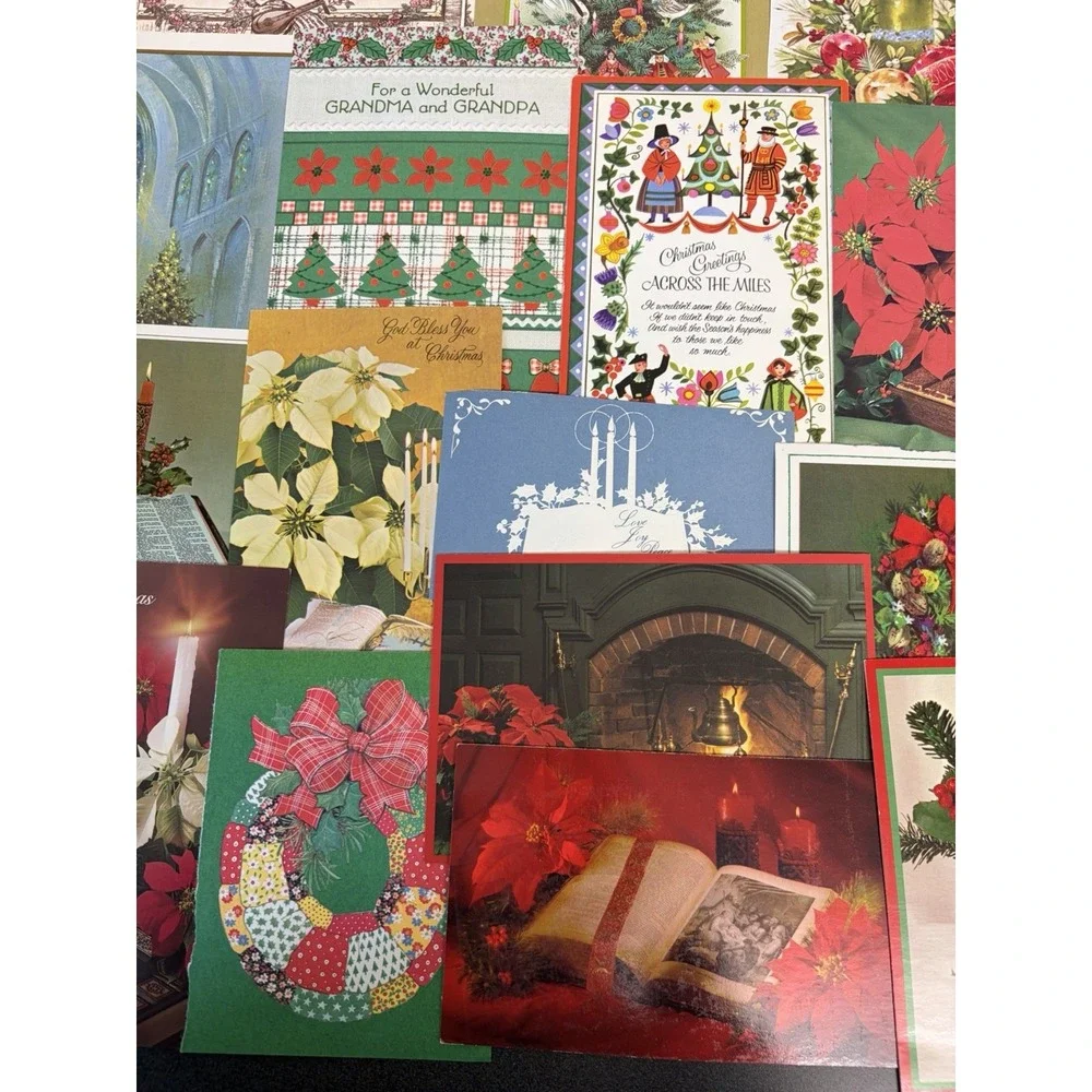 Vintage Christmas Cards Fronts ONLY Traditional Scrapbooking Decoupage Lot 50+